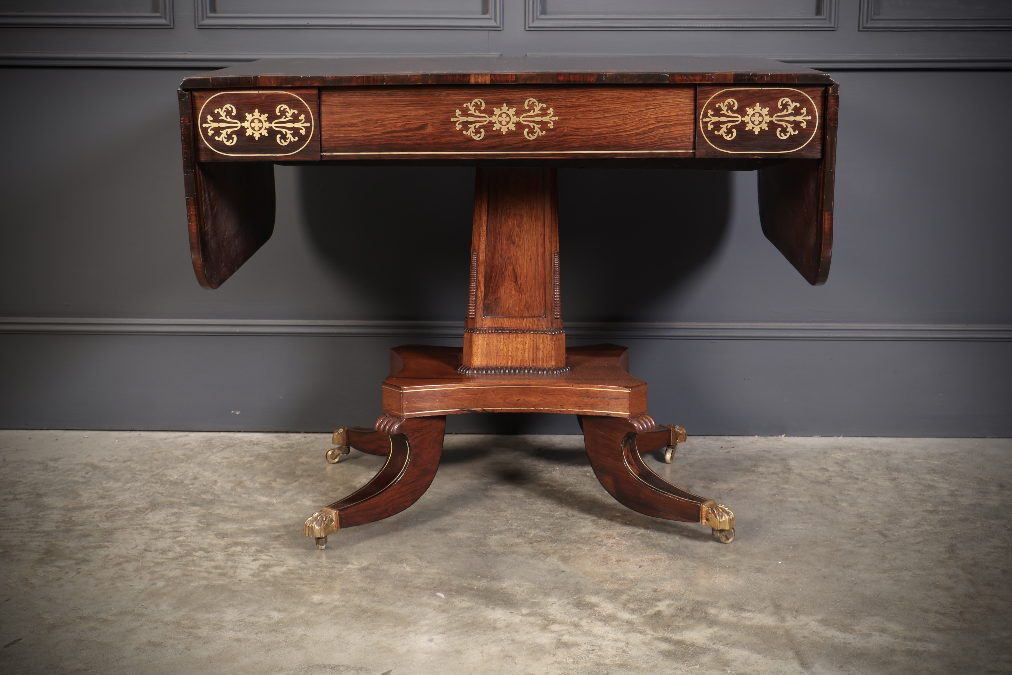 Regency Rosewood Brass Inlaid Sofa Table - Image 13